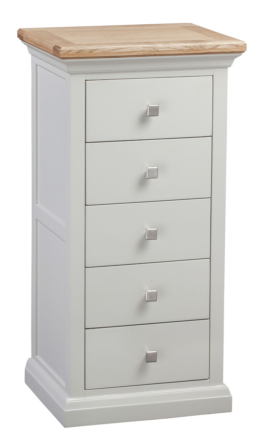 Cotswold Two Tone Oak Bedroom Tallboy Chest of 5 Drawers Oak Furniture House